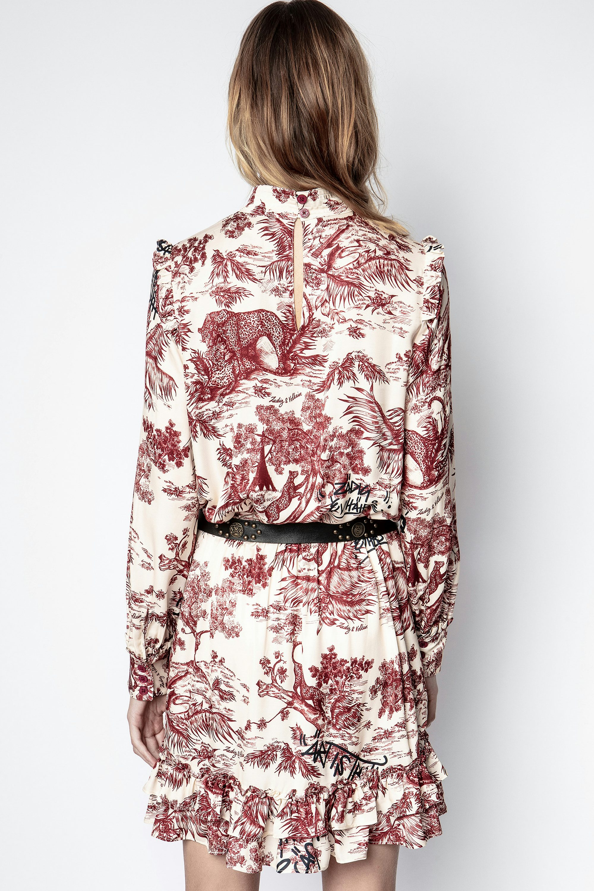 Robe Rocket Jouy Satin - Robe blanche femme, imprimée.